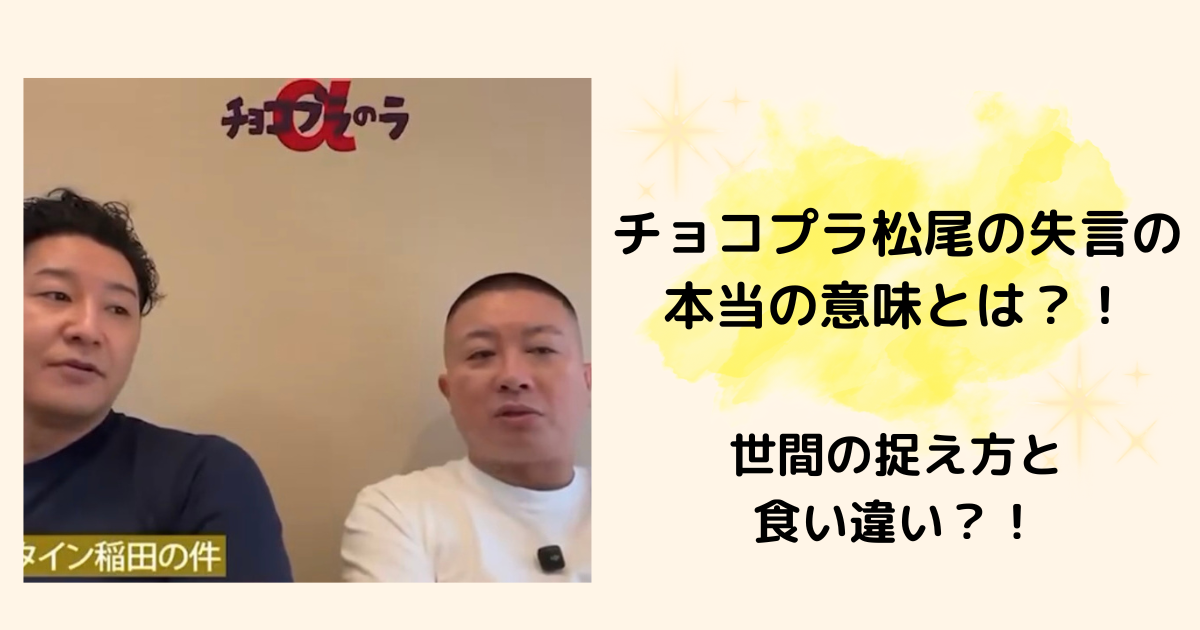 チョコプラ松尾　失言　炎上　SNS